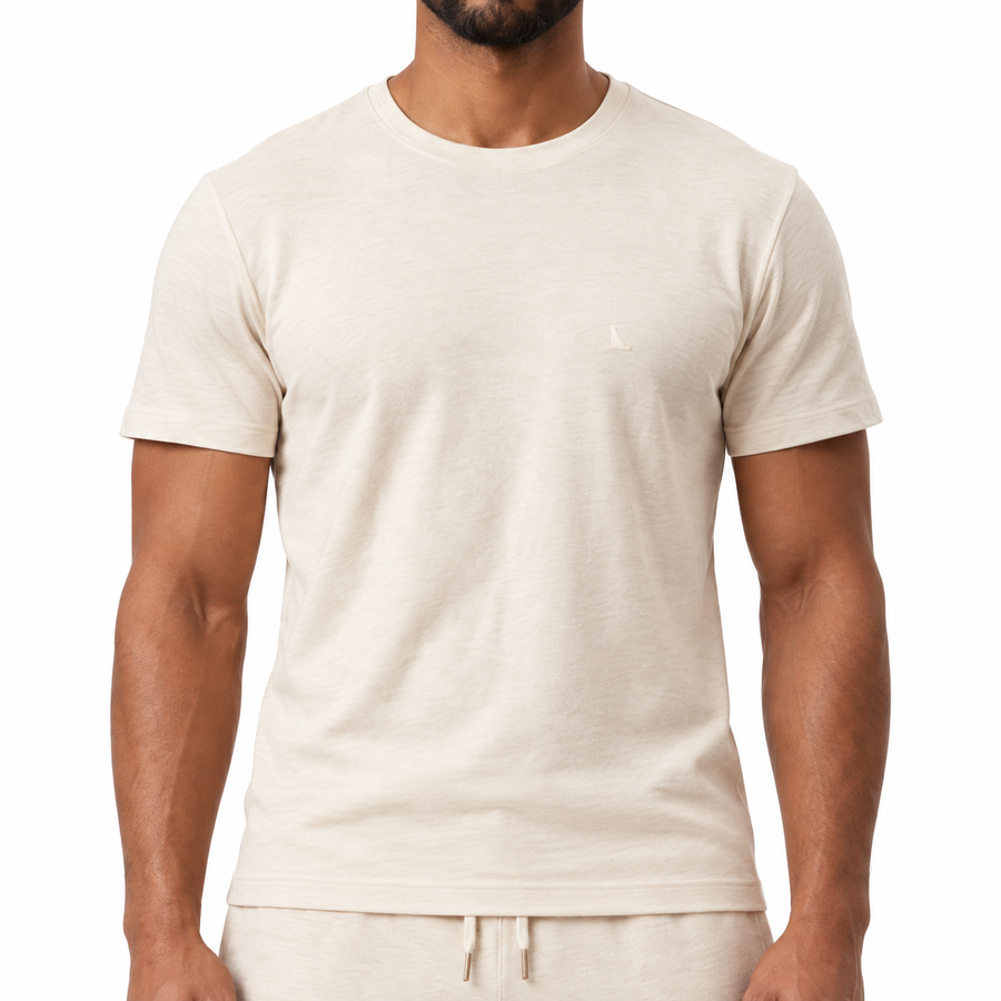 Camiseta Calvin Klein Linho Masculino — Textura de fios irregulares