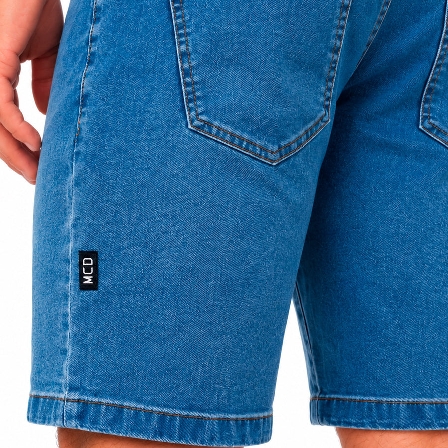 Bermuda Jeans Mcd Slim Fit Masculino — Etiqueta MCD na perna