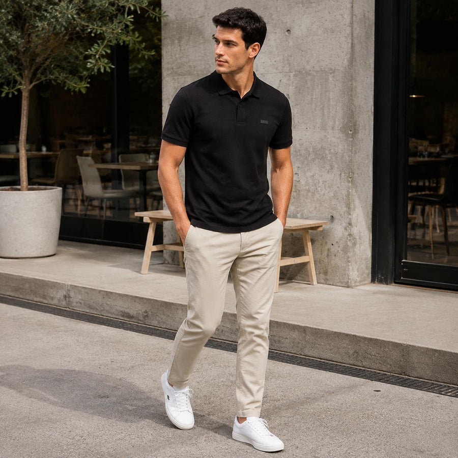 Polo Calvin Klein Patch Masculino — Preto que combina com tudo