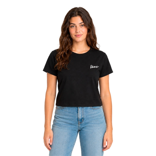 Camiseta Cropped Vans Baby Tee Classic Script Feminino