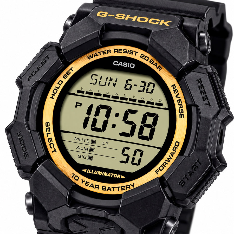 Relógio Casio G-Shock Unissex — Visor grande, anel dourado