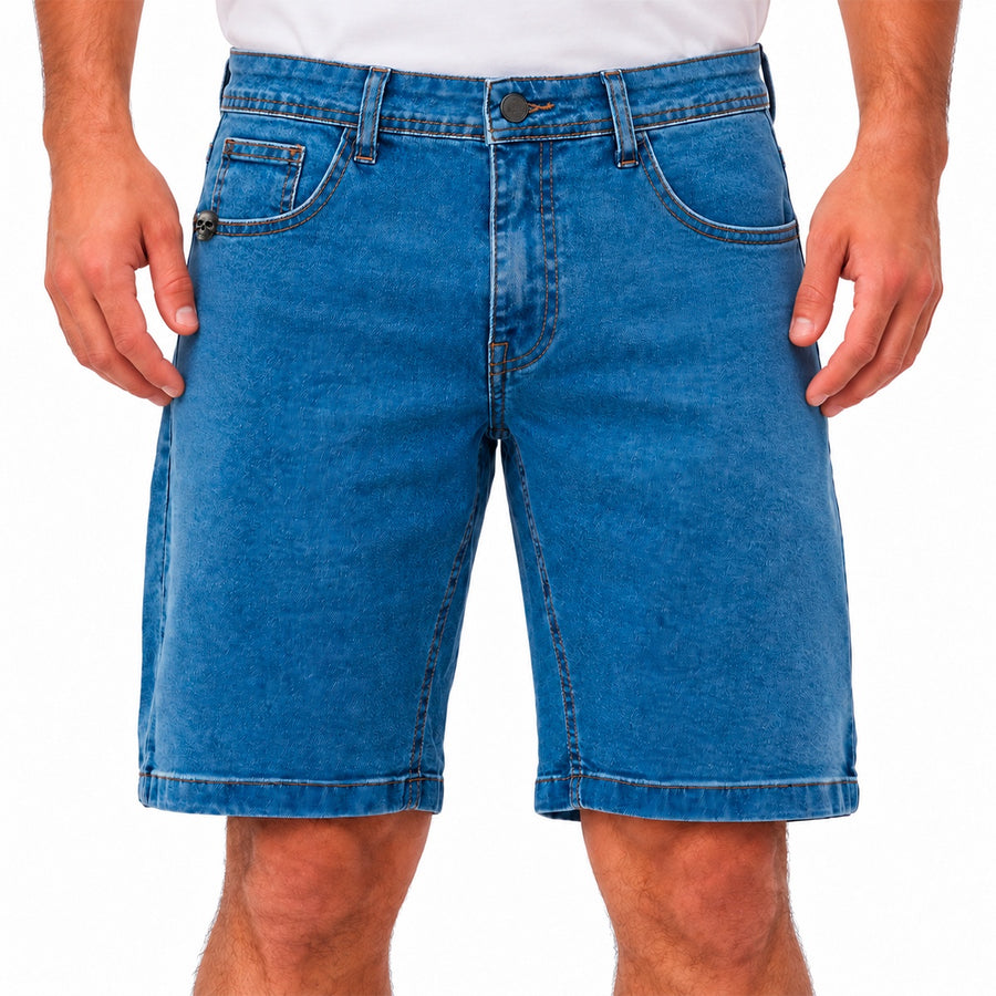 Bermuda Jeans Mcd Slim Fit Masculino — Slim fit no corpo