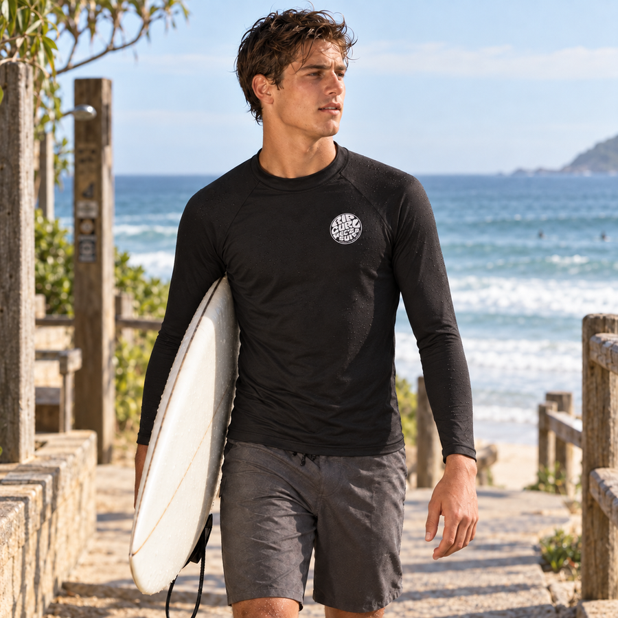Camiseta Rip Curl Ml Uv Icons Infantil — Para o dia inteiro de sol